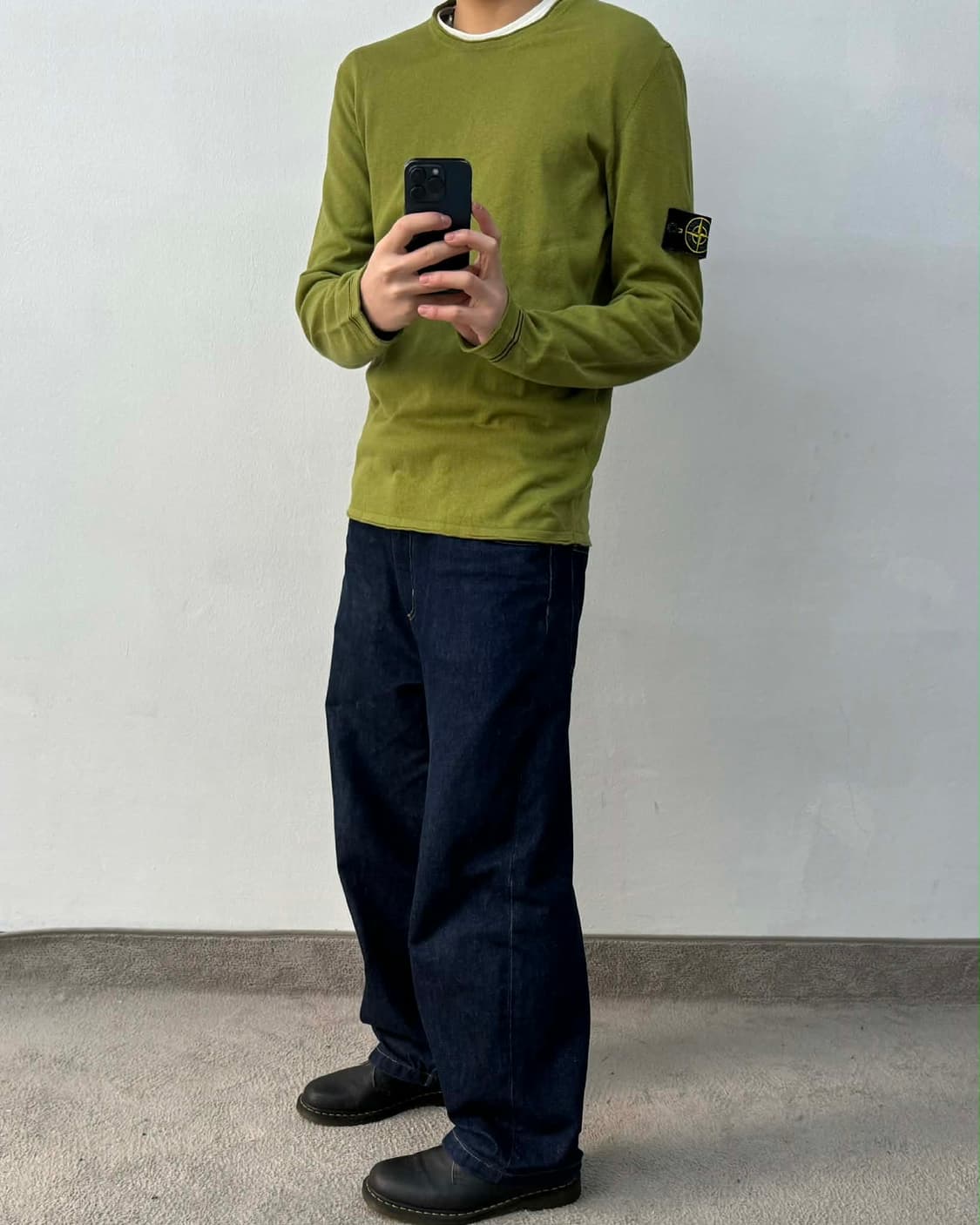 [XL] 스톤아일랜드 올리브그린 코튼 니트 슬리브 상품이미지1