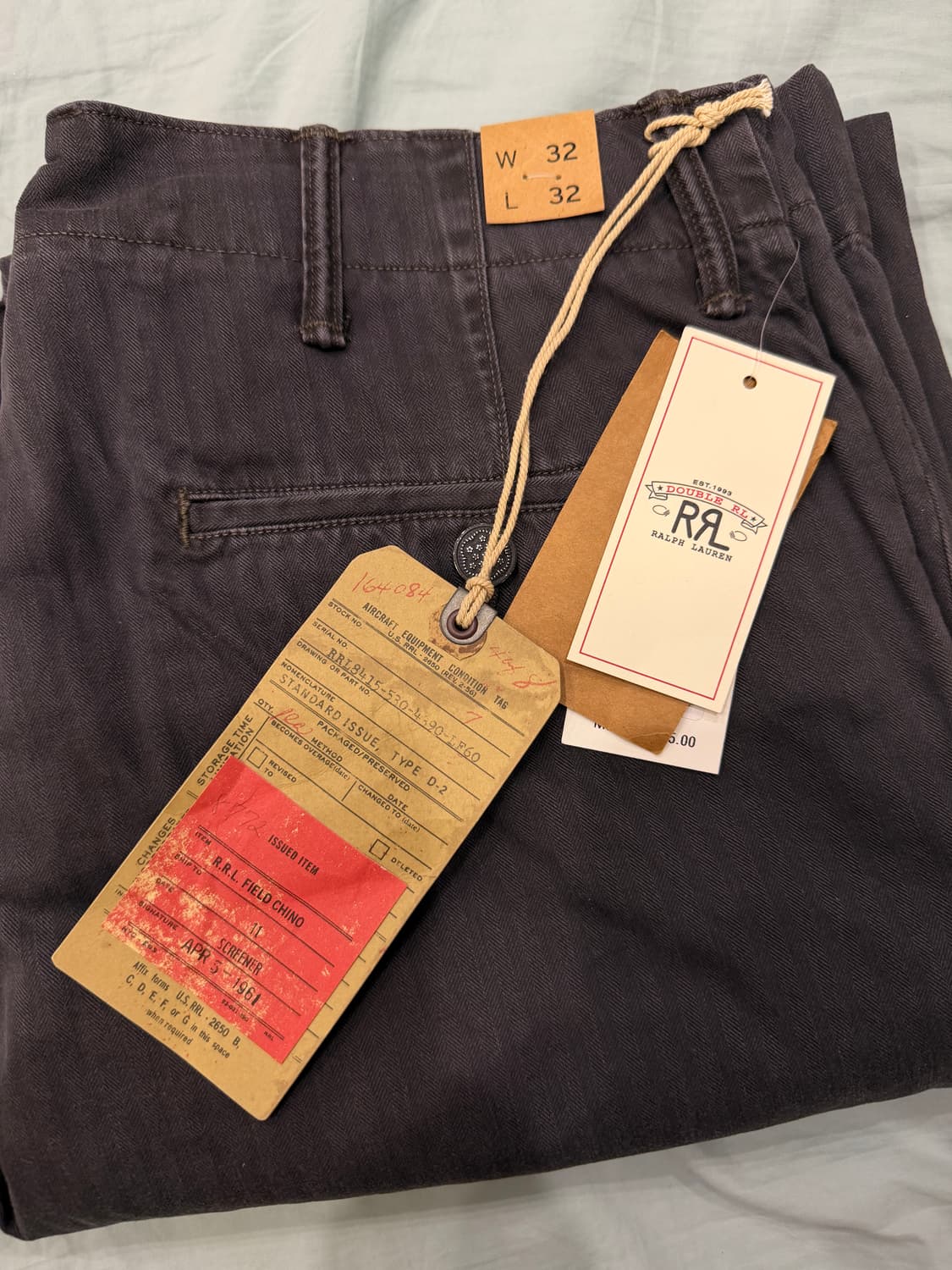 RRL 가먼트 다이 해링본 트윌 필드 팬츠 블랙 32x32 상품이미지1