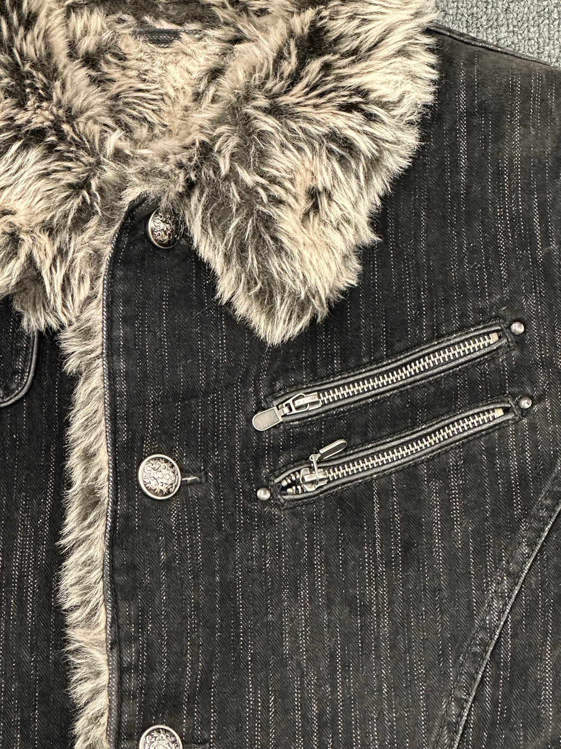 L) Mossimo 빈티지 퍼 데님 무스탕 자켓 상품이미지3