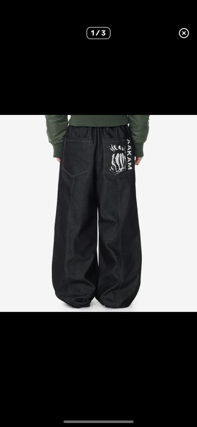 아캄AAKAM 아캄 핀턱 데님 팬츠 블랙 상품이미지1