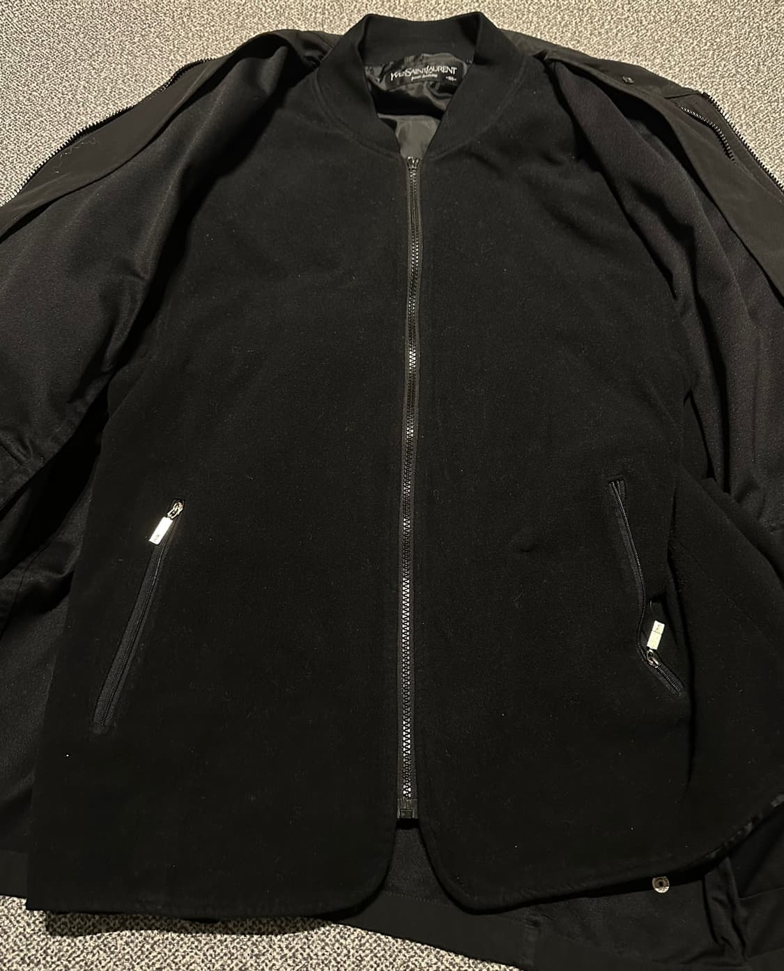YSL 입생로랑 로고 블랙 폴리쉘 패디드 왁싱 점퍼 자켓 105 상품이미지7