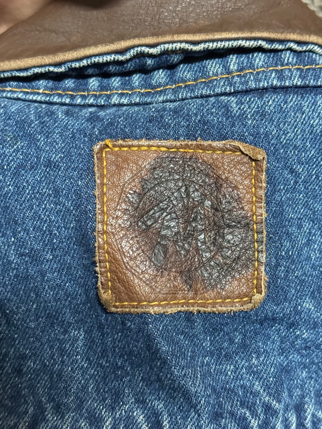 90s 말보로 컨트리 스토어 made in korea 레더넥 데님자켓 상품이미지6