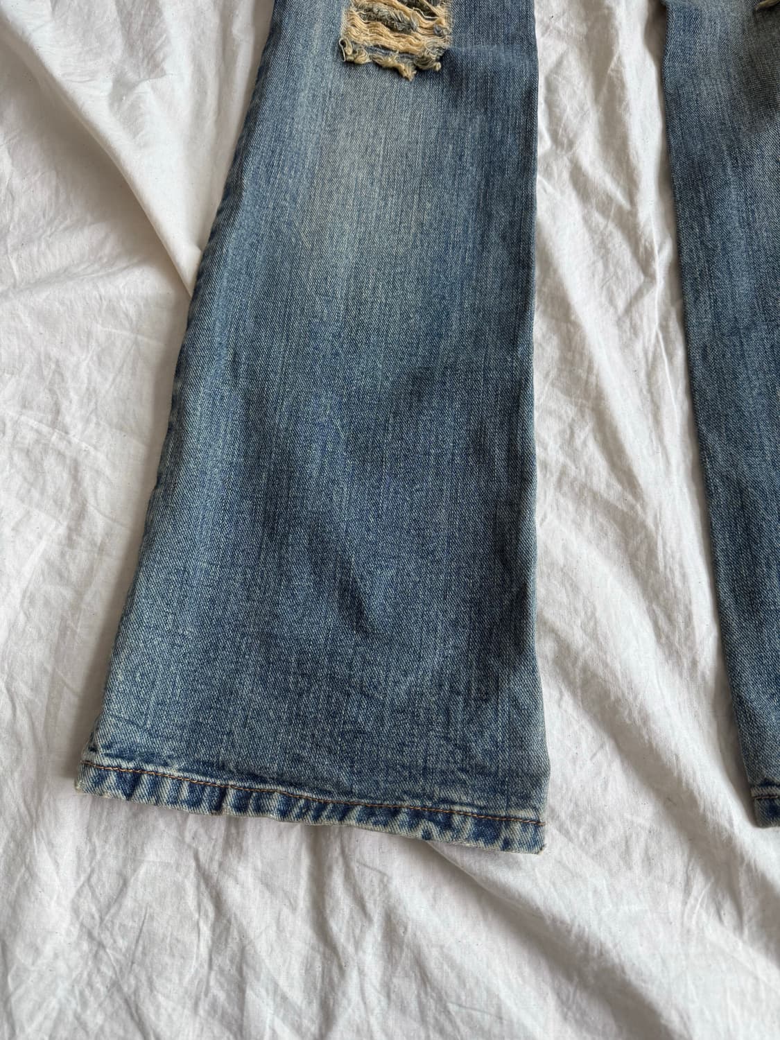 오네갸루 갸루 로우라이즈 부츠컷 데님 팬츠  상품이미지7