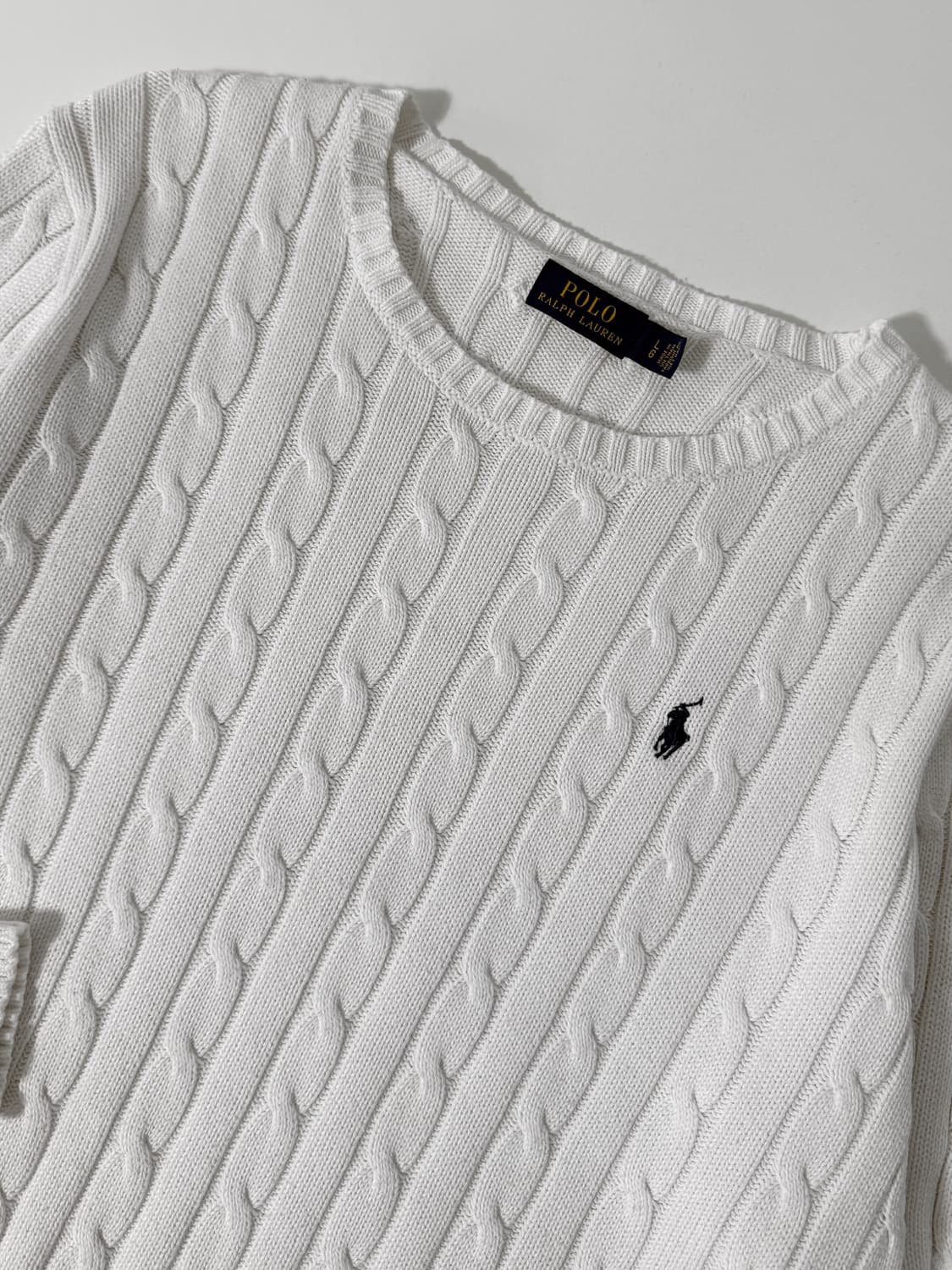 폴로 랄프로렌 신형 화이트 코튼 꽈배기 니트 상품이미지4