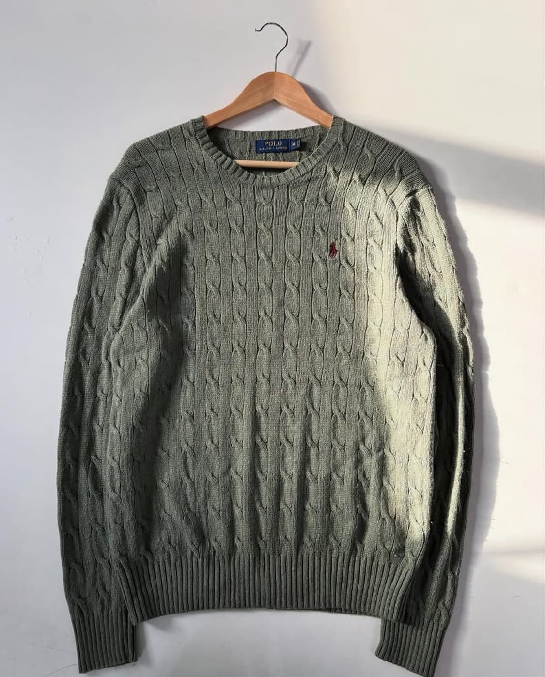 Polo 폴로 랄프로렌 신형 실크100 세이지그린 케이블 니트 상품이미지3