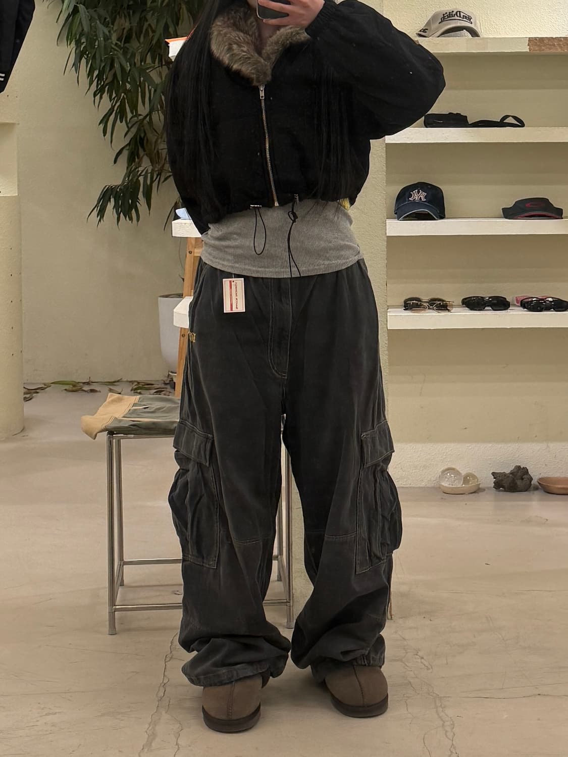 빈티지 카고 스트링 패치 와이드 팬츠 U253 상품이미지1