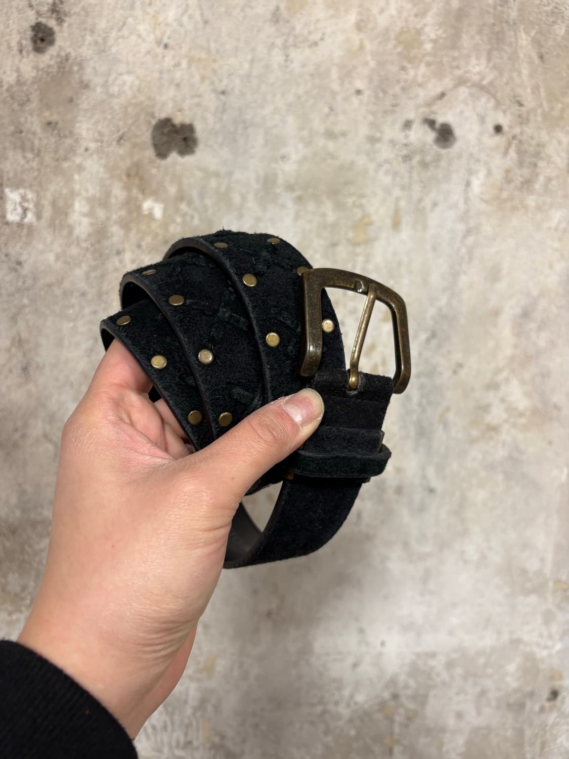 빈티지 블랙 스웨이드 스터드 벨트 상품이미지1