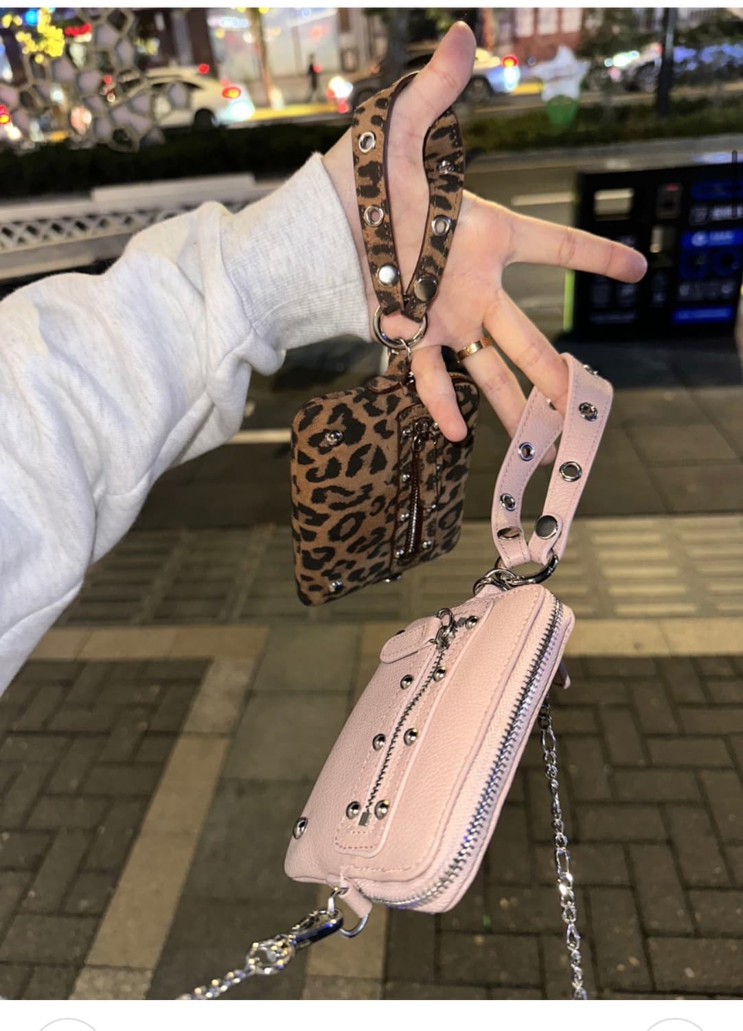 다이닛 스터드 카드지갑 핑크 상품이미지1