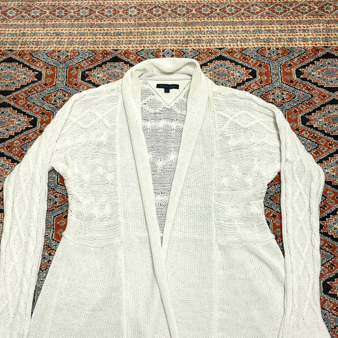 타미힐피거 화이트 니트 메쉬 가디건 여성S 상품이미지2