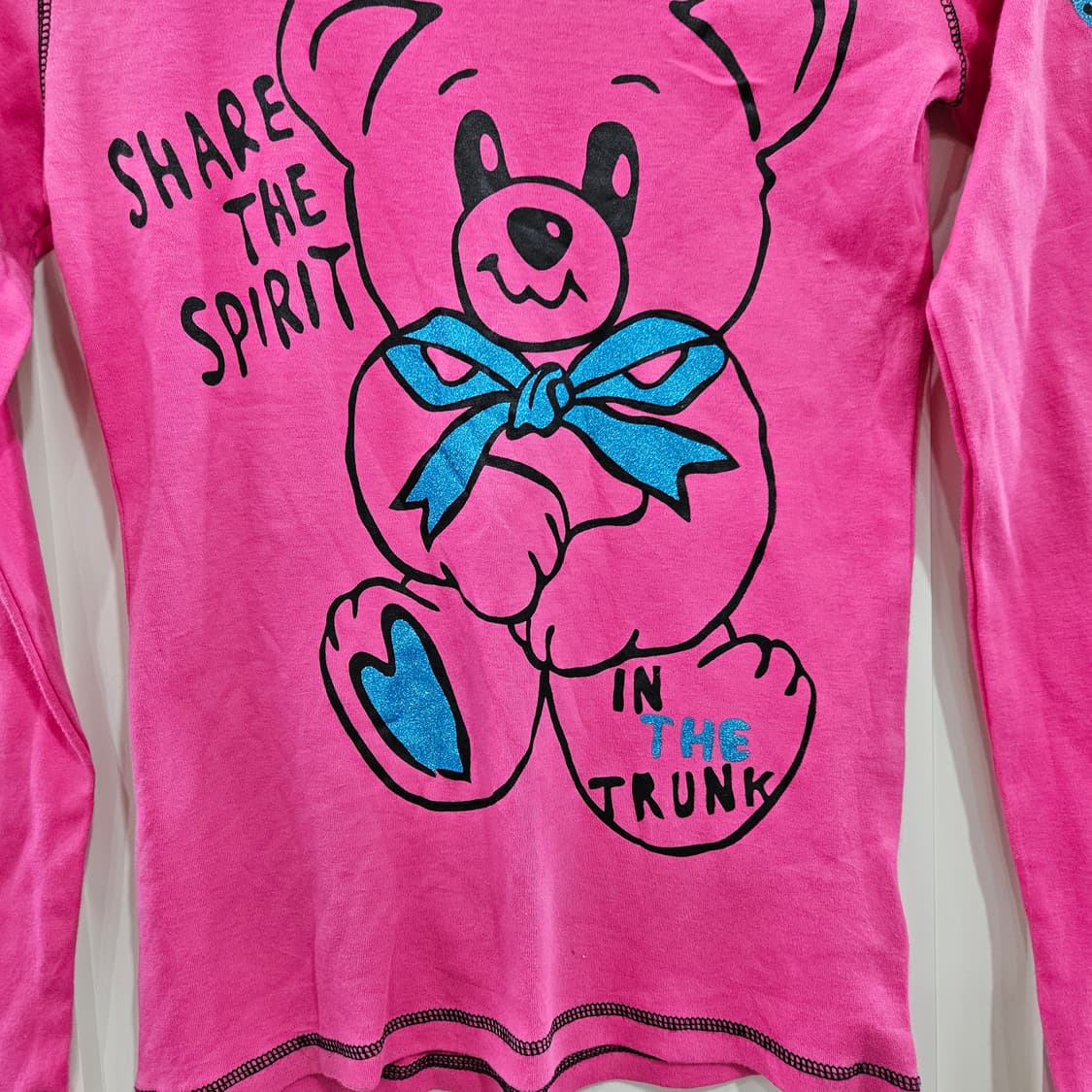 핑크 곰돌이 캐릭터 긴팔 티셔츠 상품이미지3