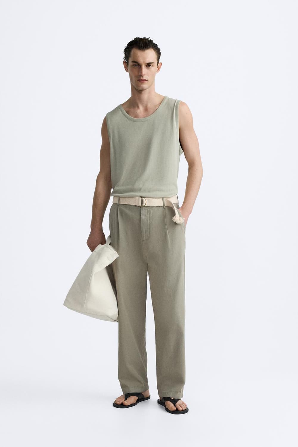 자라 코튼-린넨 팬츠 새상품  상품이미지1