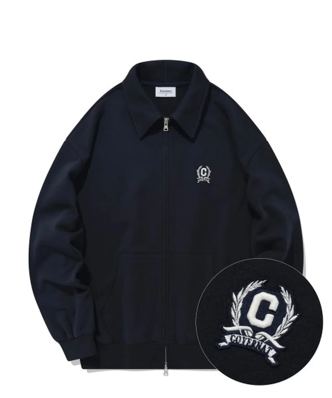커버낫 엠블럼 카라 집업 네이비 XL 상품이미지1