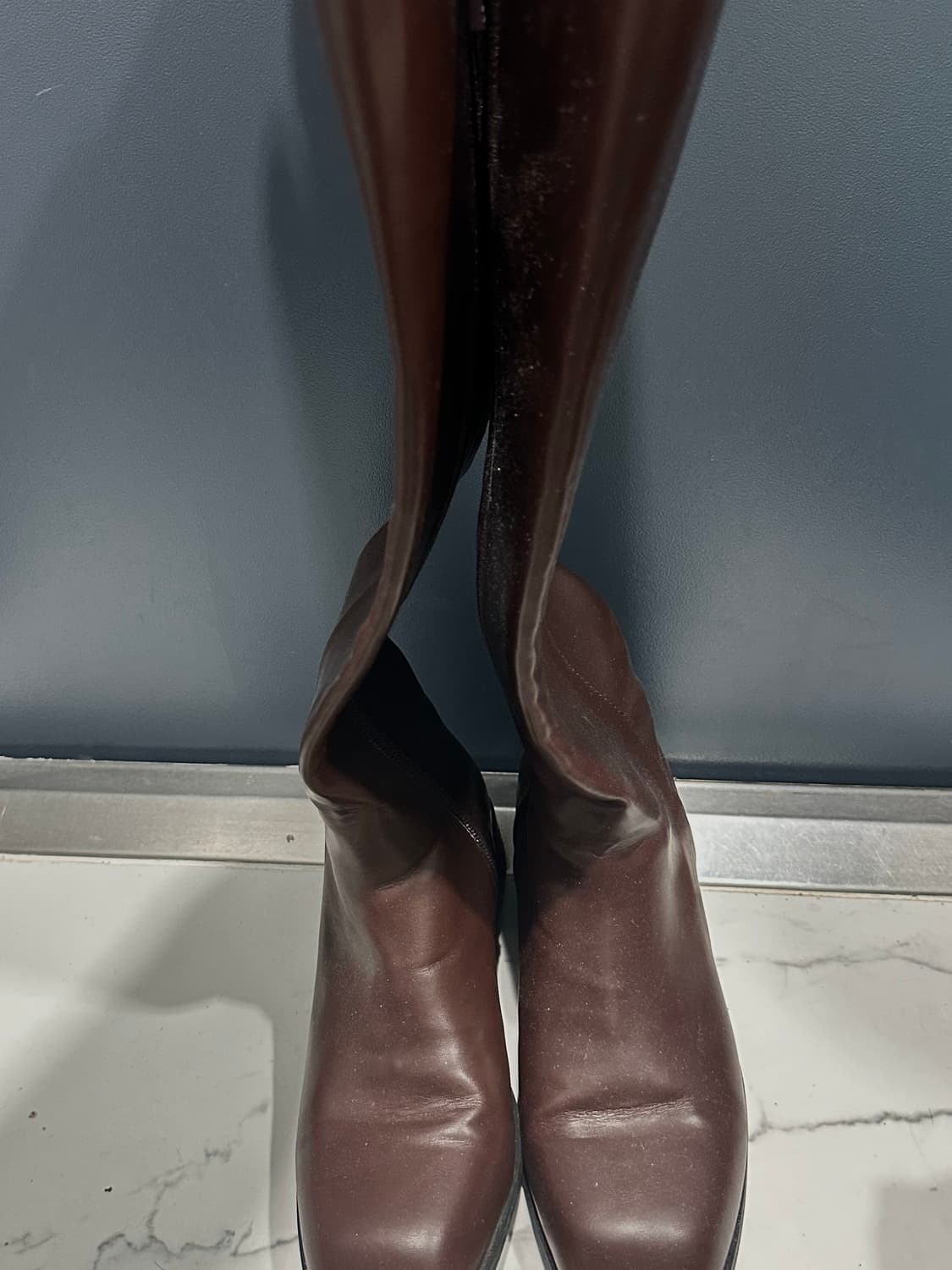 솔트앤초콜릿 스퀘어토 롱부츠 브라운 240mm 급처 상품이미지3