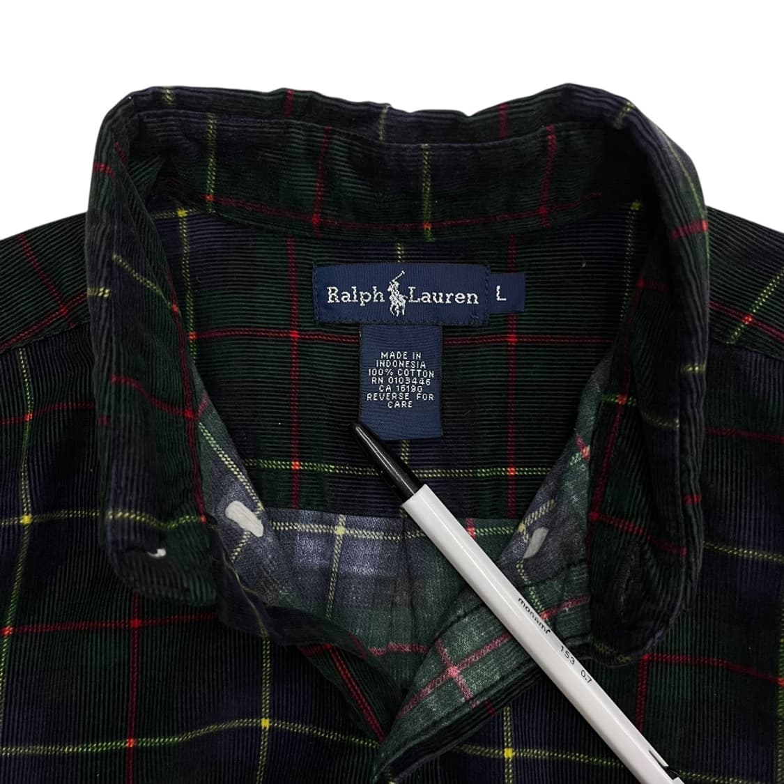 폴로 랄프로렌 레몬포니 크리스마스 체크 코듀로이 셔츠 L 상품이미지5