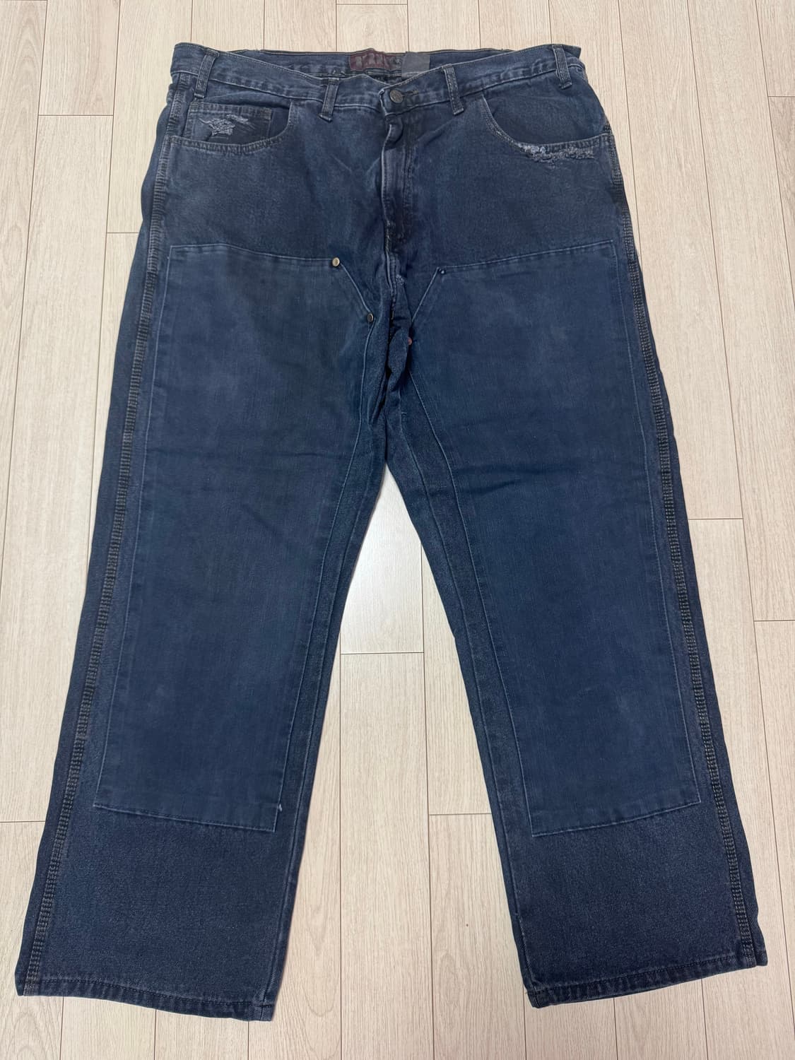 Berne 빈티지 흑청 더블니 팬츠  상품이미지1