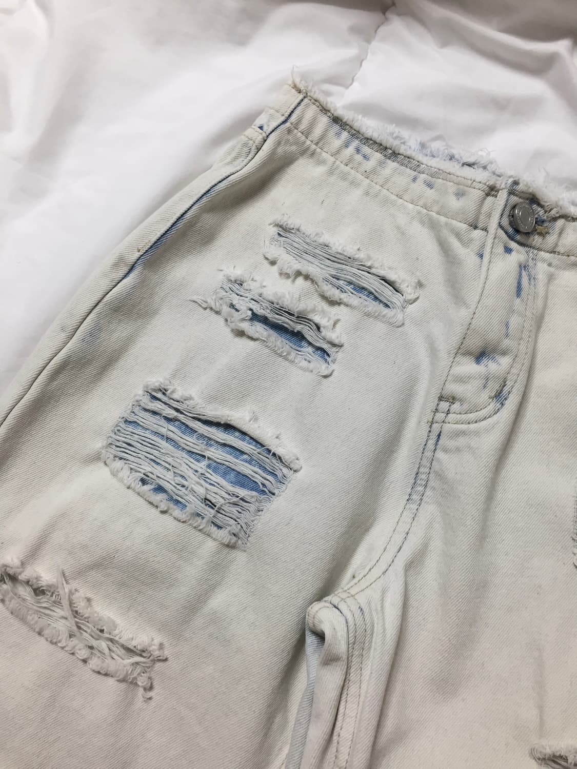 연청 로우라이즈 데미지 와이드 진 연청바지 상품이미지5