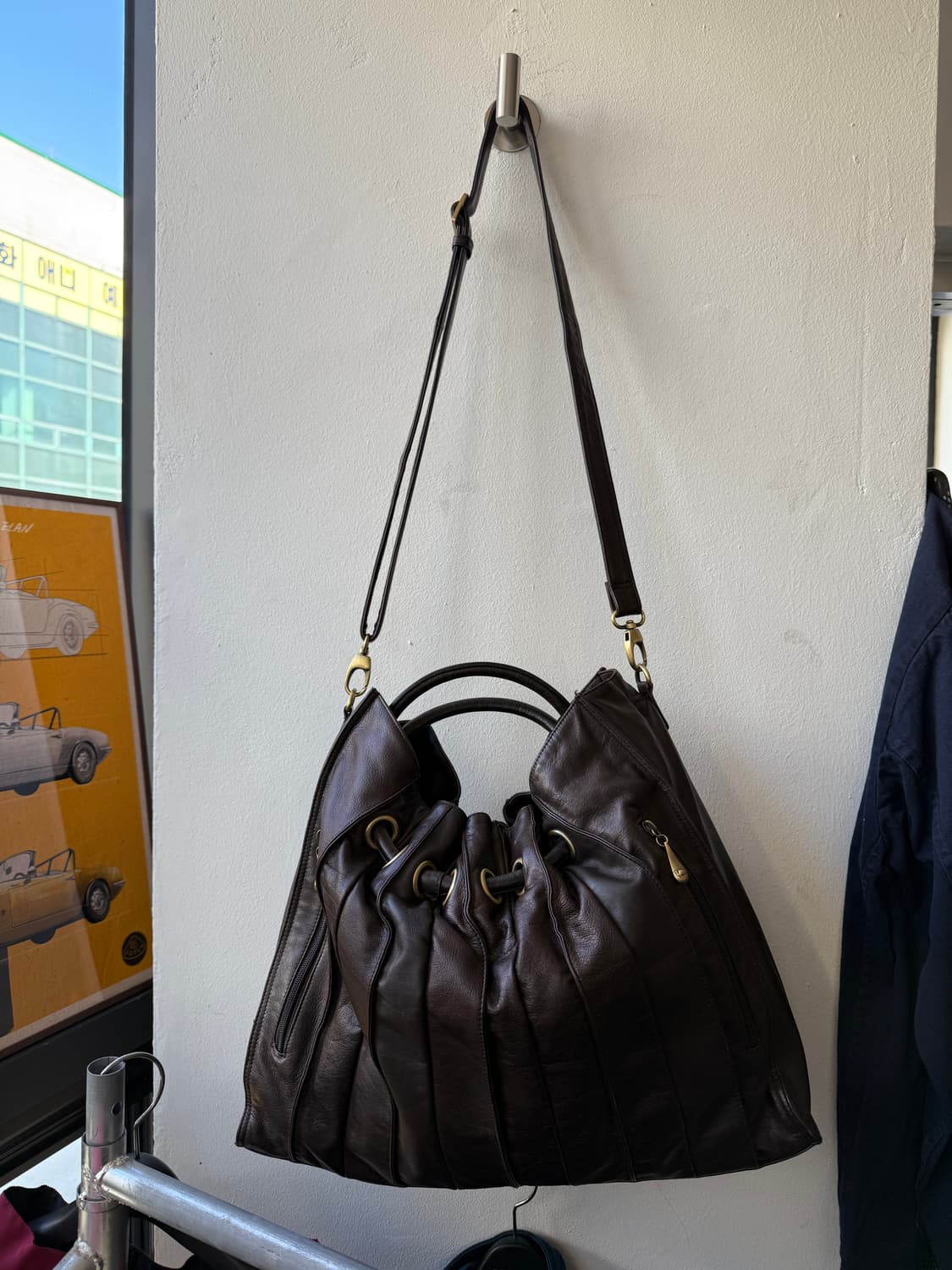 Via Tore Leoni 천연소가죽 드로스트링+핸들 토트/숄더백 상품이미지2