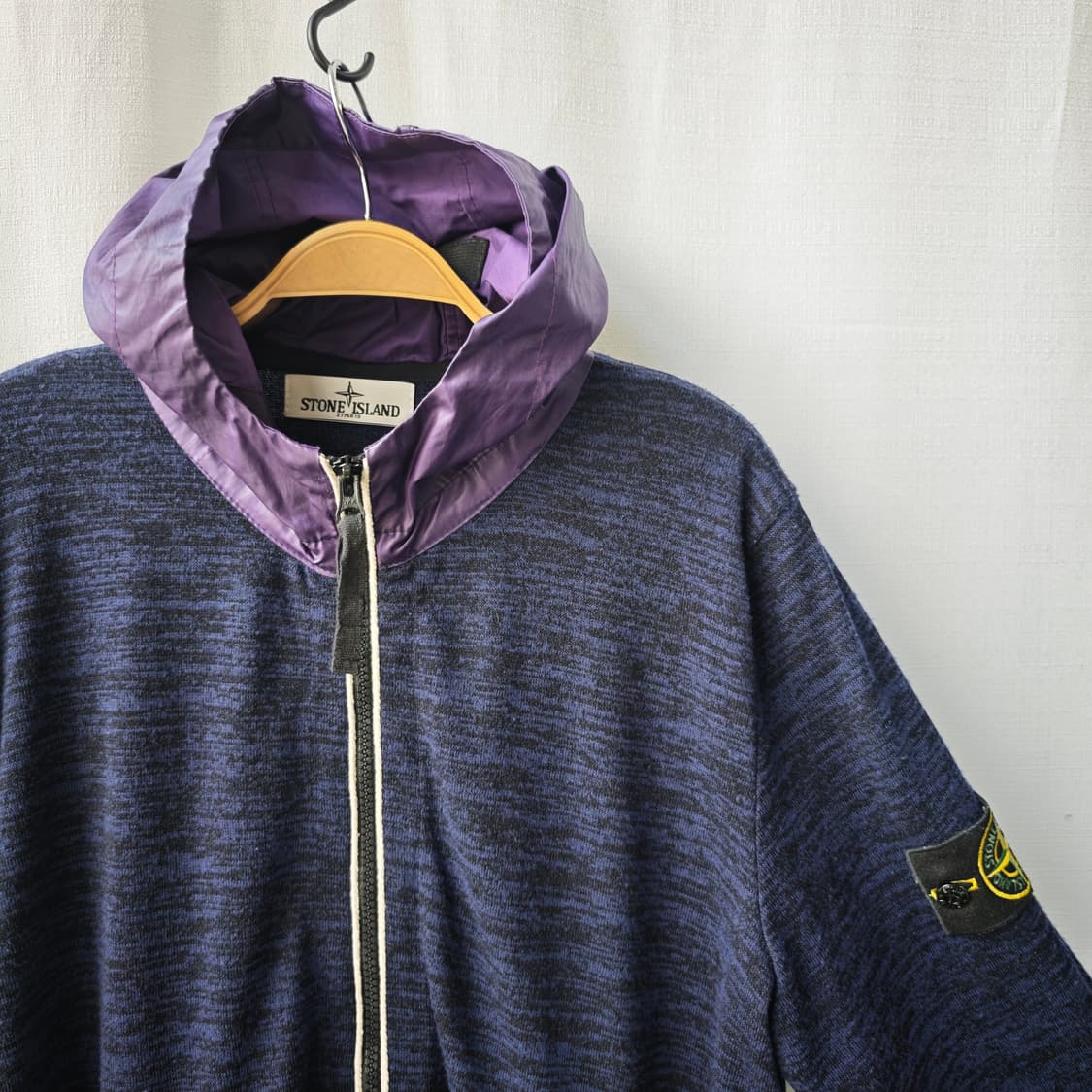 스톤아일랜드 코팅 후디 와펜 니트 후드 집업 네이비 퍼플 L 상품이미지2