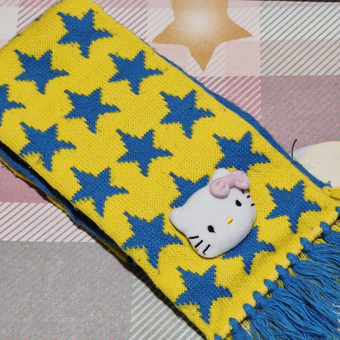 02s 고전 키티 인형 스타 패턴 니트 머플러 상품이미지6