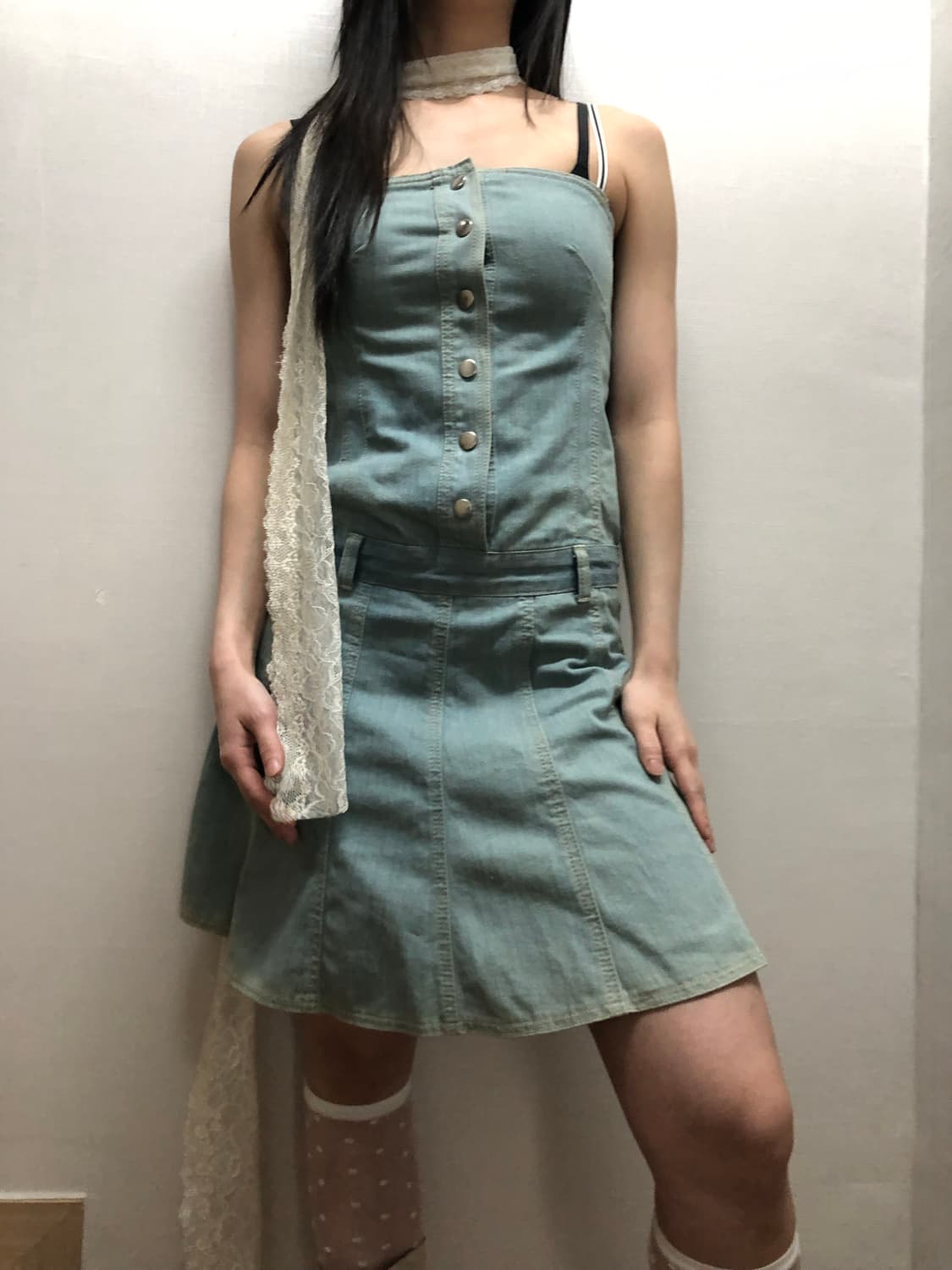 빈티지 데님 버튼 원피스 상품이미지1