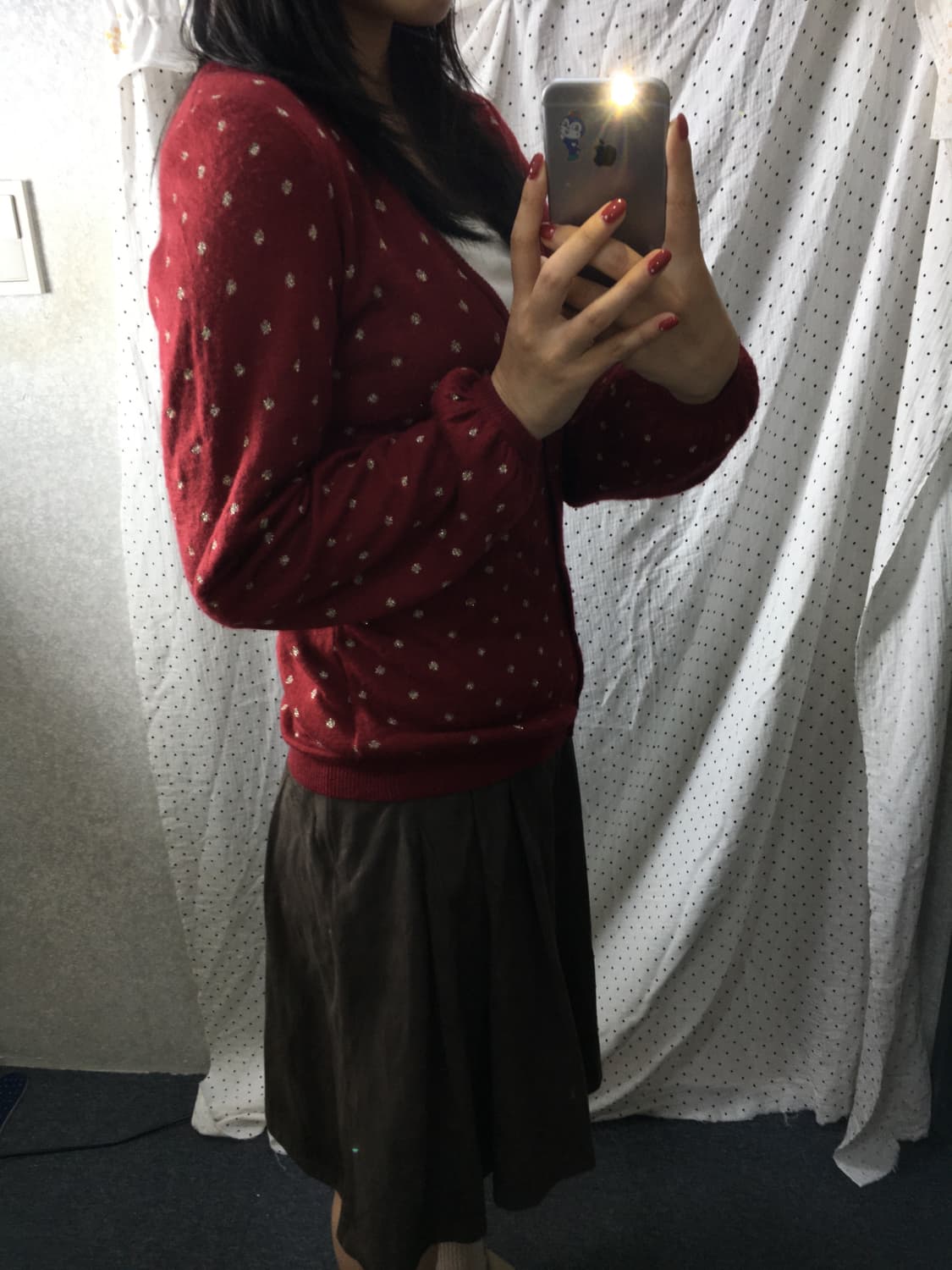 레드 도트 가디건 상품이미지4