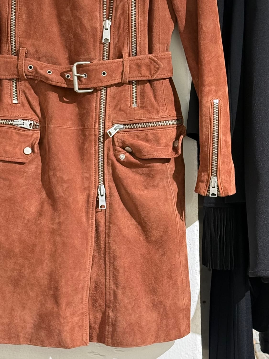 올세인츠 브릭브라운 고트 레더 스웨이드 트렌치 코트 상품이미지6