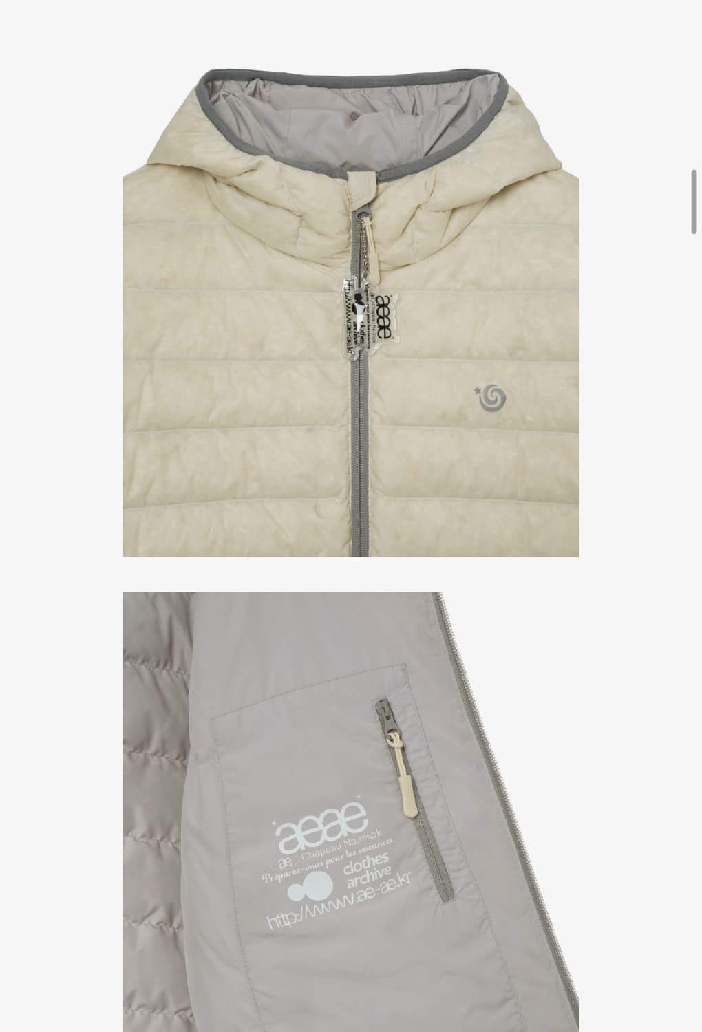 AEAE 패딩 심볼 라이트 다운 자켓 크림 0 사이즈 상품이미지3