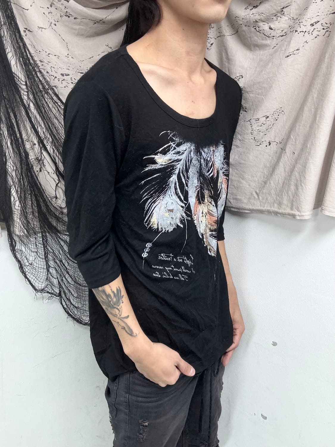 [PLG]feathers Print Black Sleeve 상품이미지7