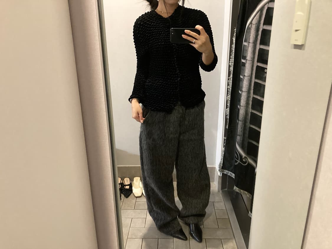 블랙 벨벳 팝콘 긴팔 가디건 상품이미지2