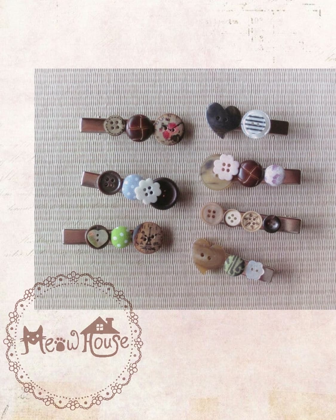 앤틱 브라운 핸드메이드 단추핀 상품이미지1