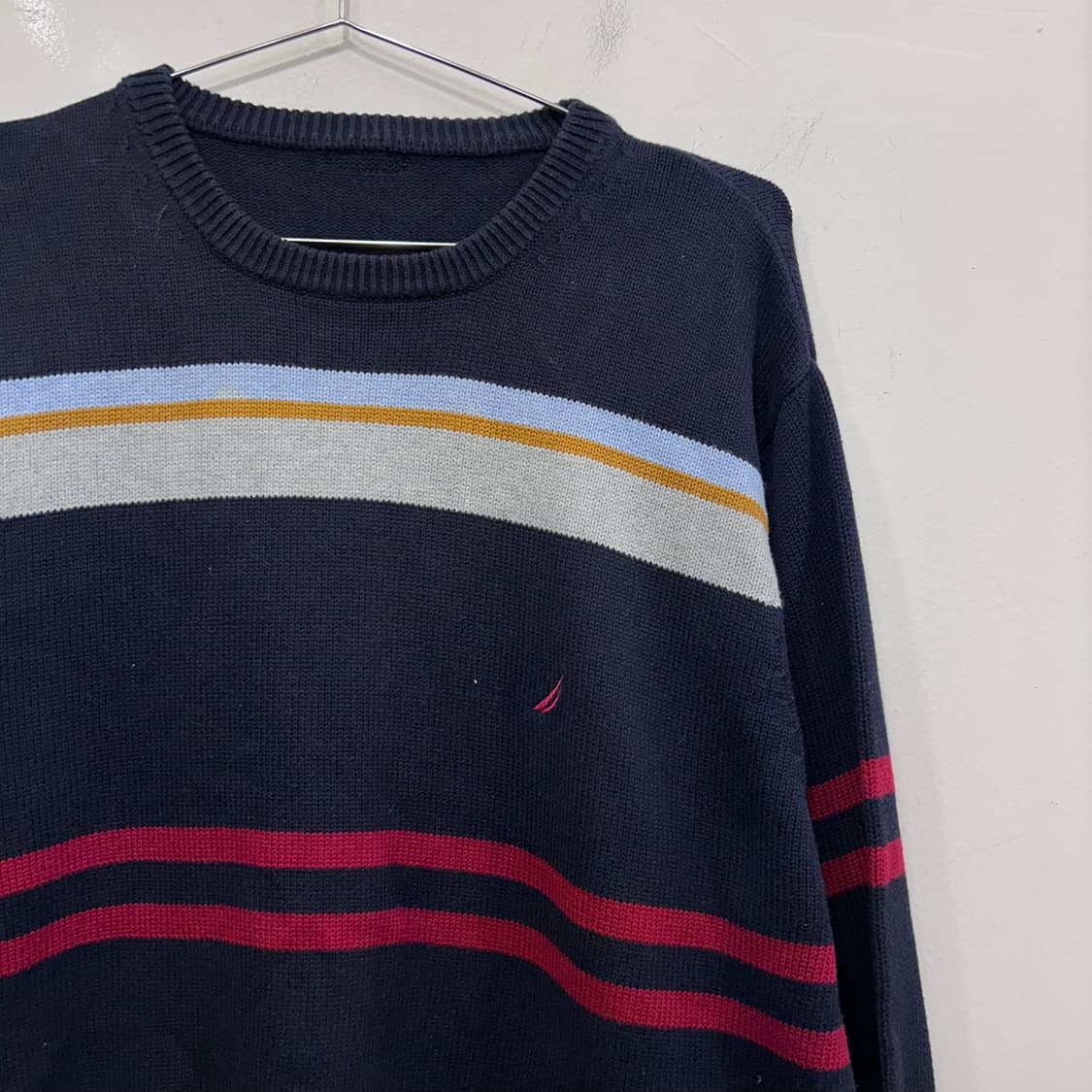 노티카 헤비 짜임 멀티 스트라이프 라운드 니트 상품이미지1