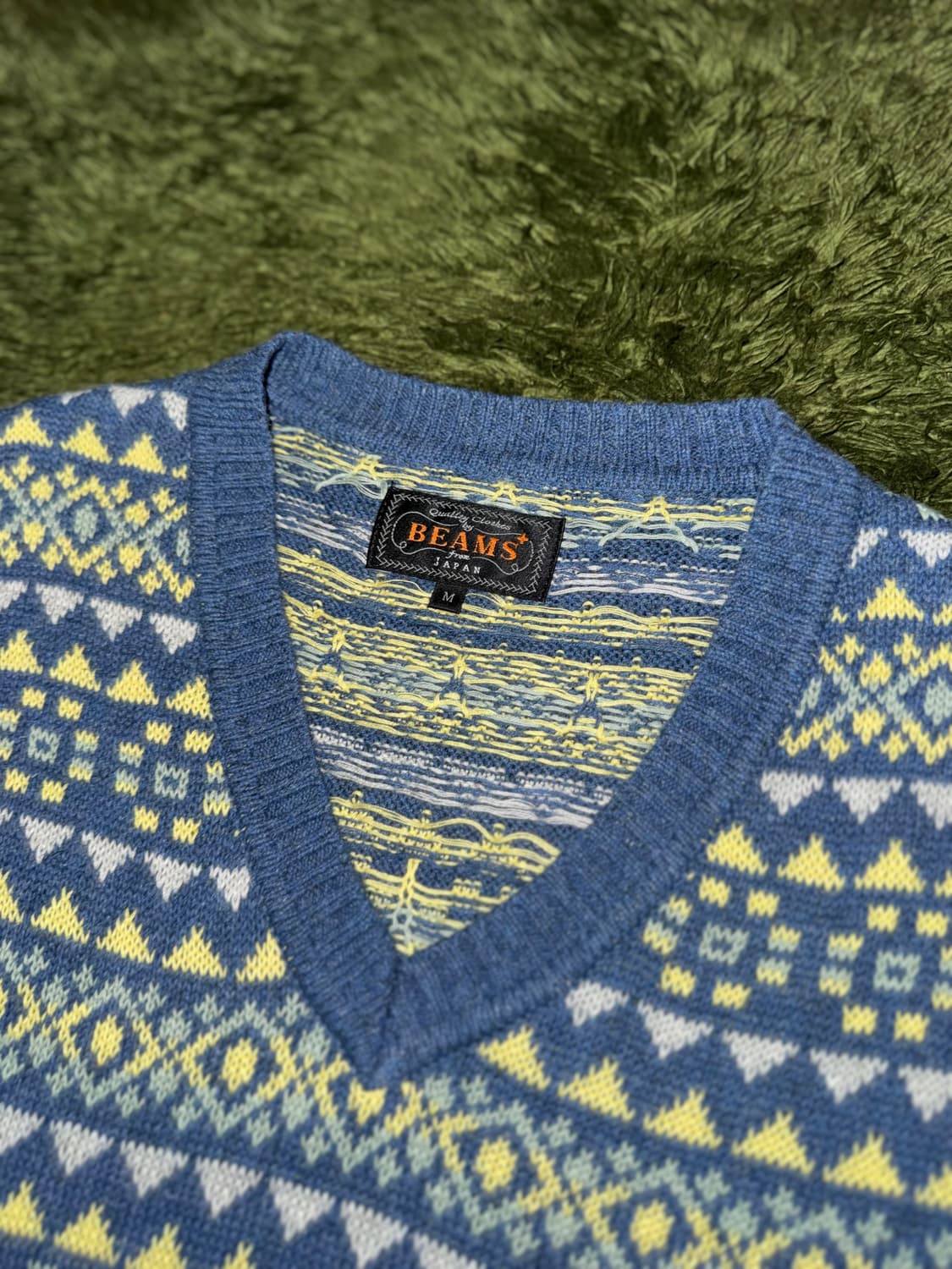 [M] Beams Plus 빔즈 플러스 페어 아일 코튼 린넨 니트 베스트 상품이미지3