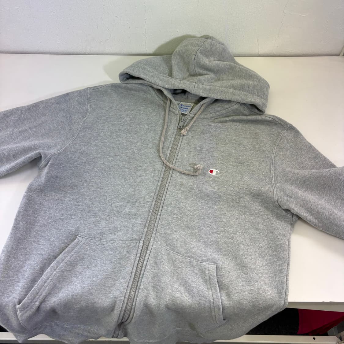 우먼L-XL 챔피온 그레이 기본로고 면 후드집업 상품이미지2