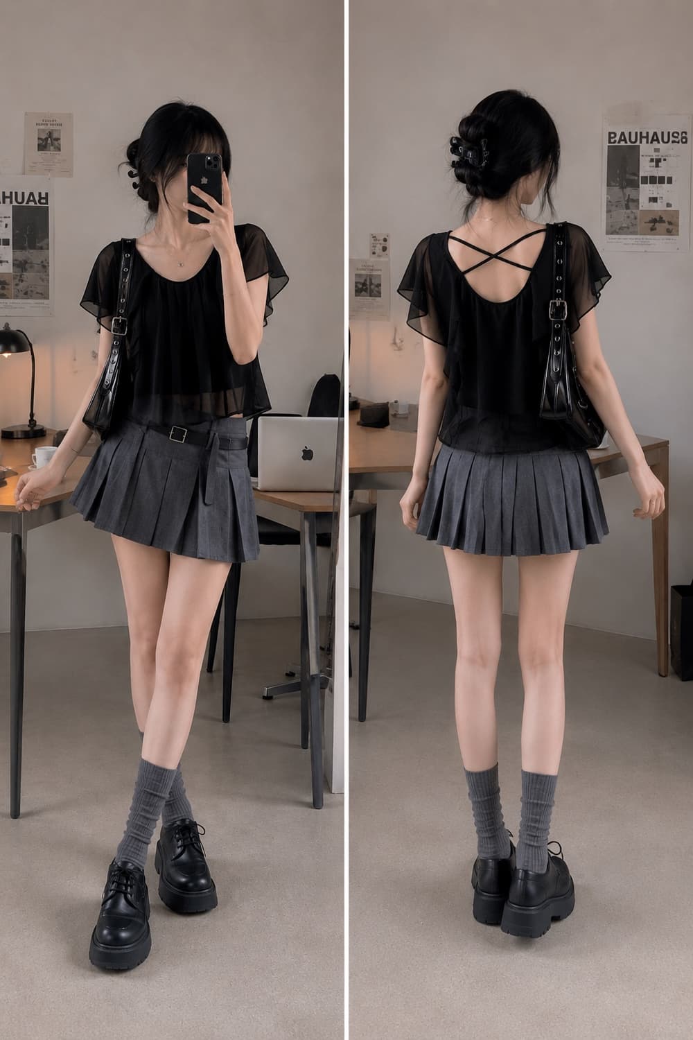 검정 민소매 블라우스 상품이미지1