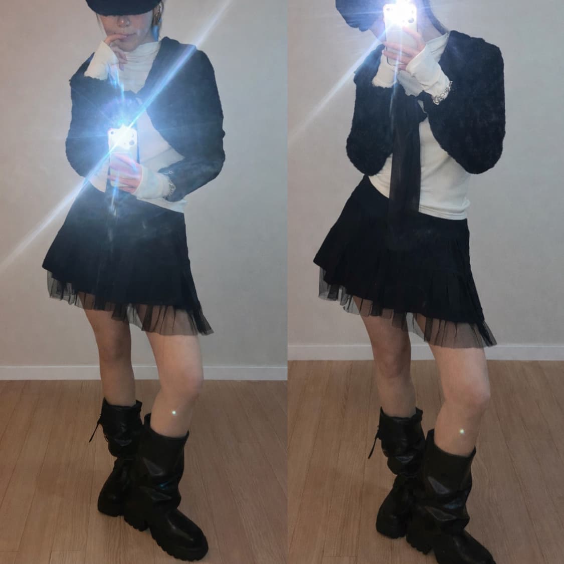 빈티지 블랙레이스 미니스커트 갸루 상품이미지3