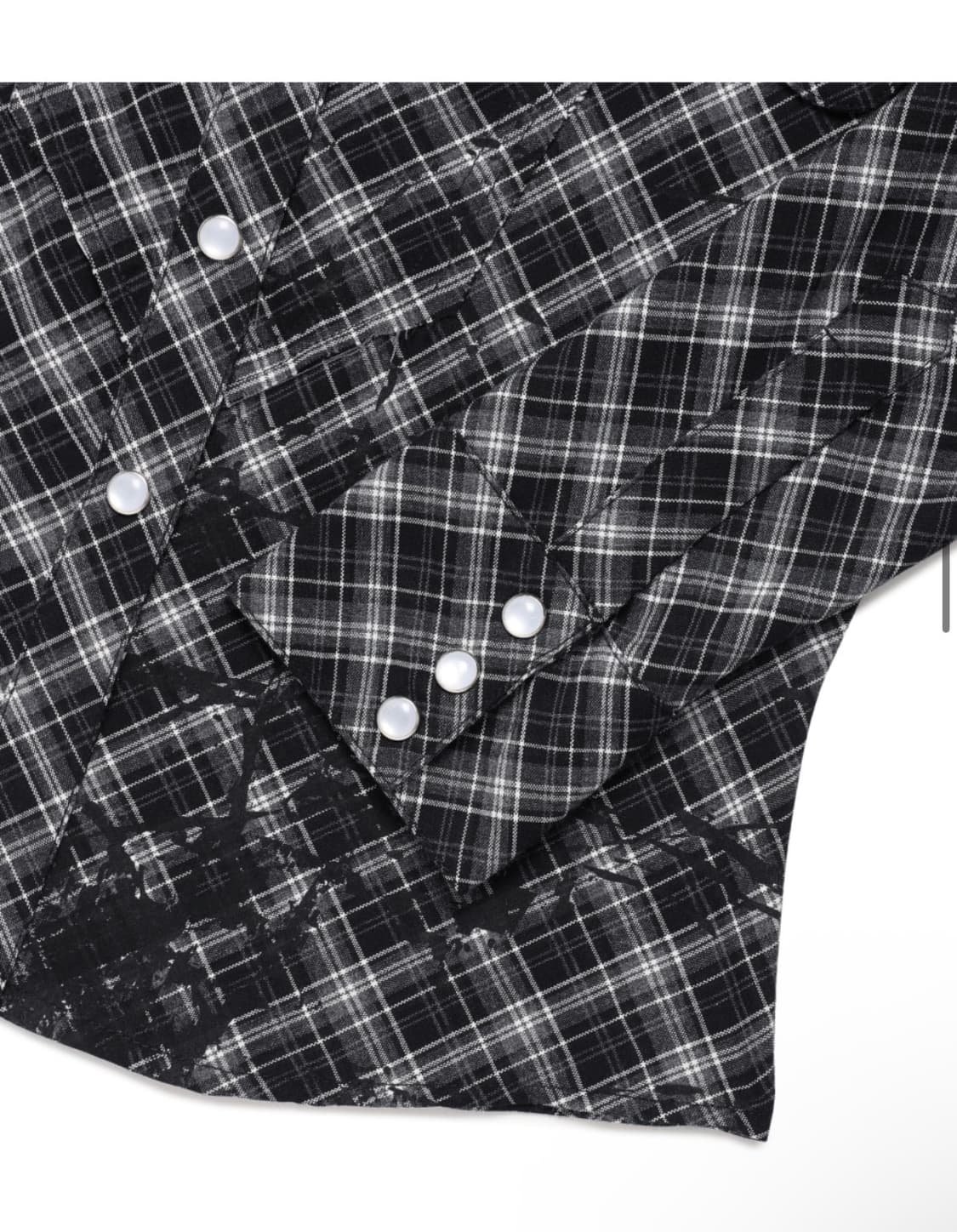 더바이닐하우스 페인팅 크롭 체크 셔츠 우먼 블랙 상품이미지4