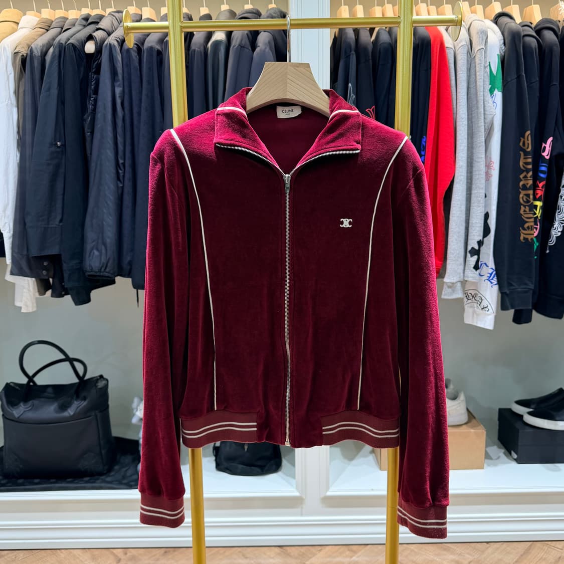 XS사이즈 / 셀린느 트리오페 벨벳 트레이닝 집업 자켓 버건디  상품이미지2