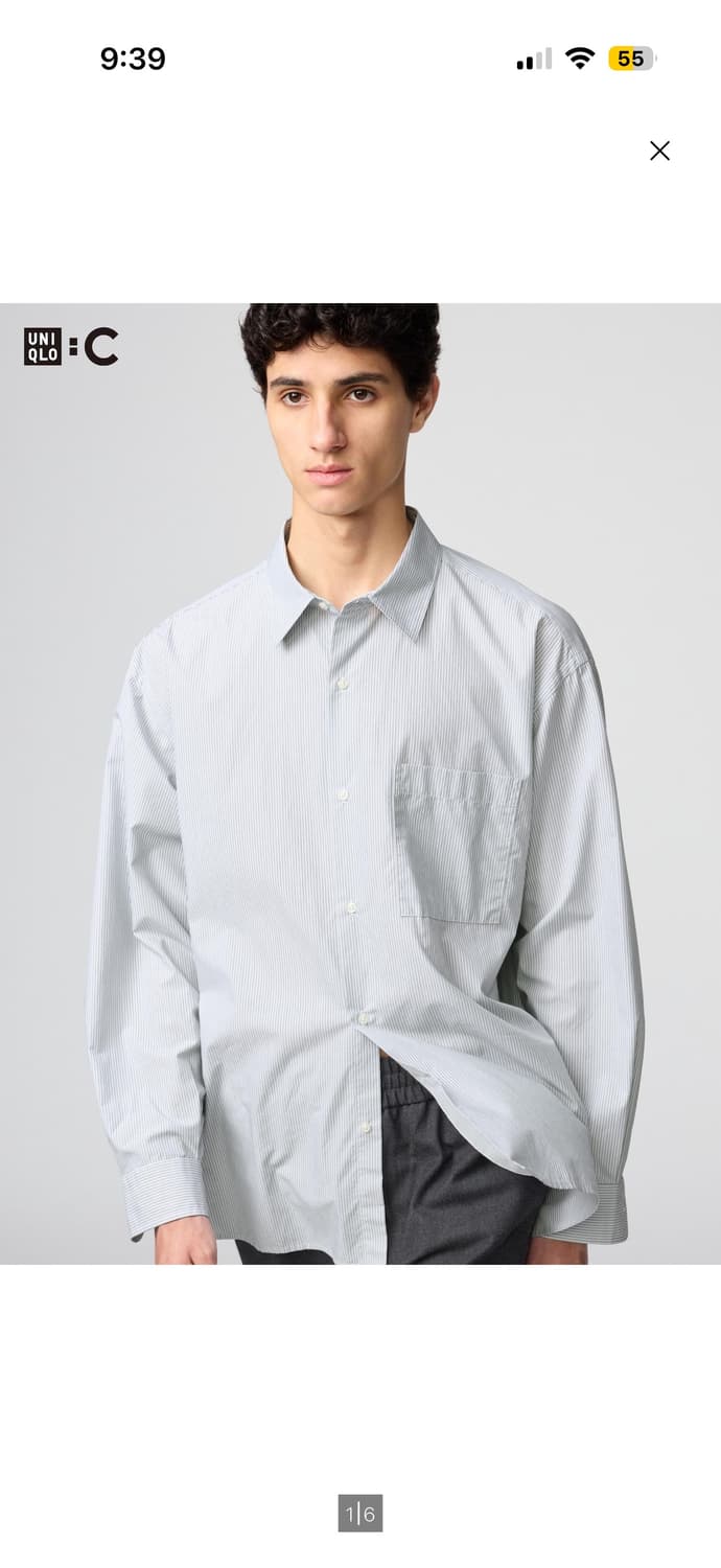 유니클로 C 브로드클로스오버사이즈셔츠 그린 M 상품이미지1