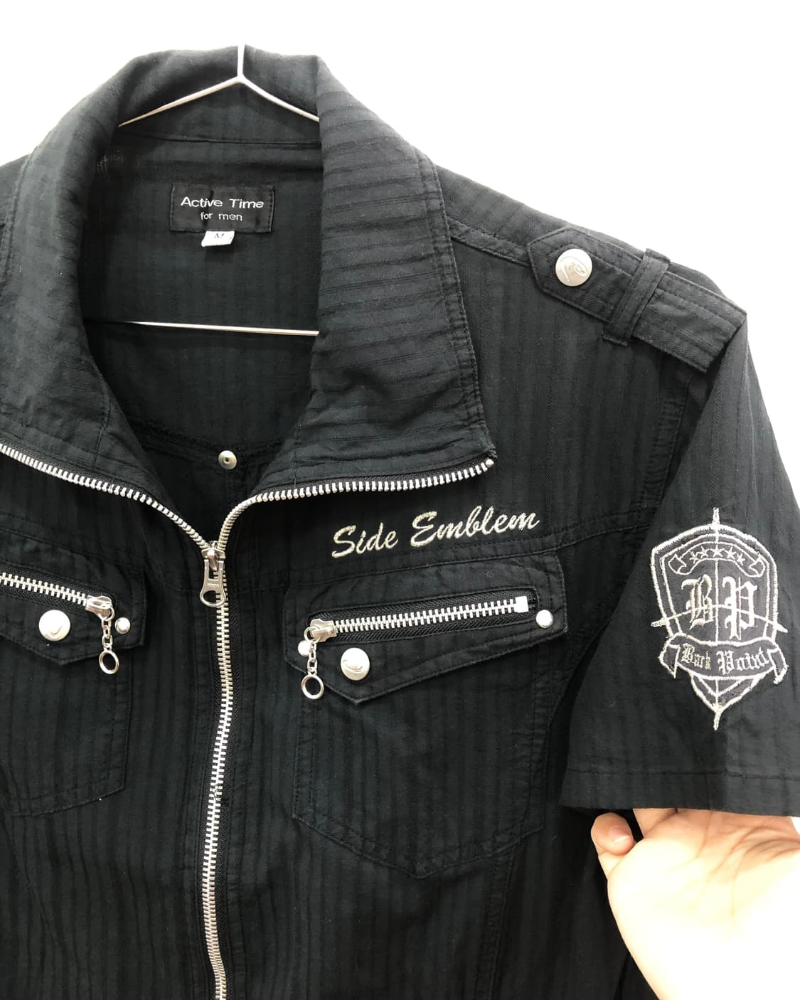 black punk short sleeve zip up jacket 상품이미지5