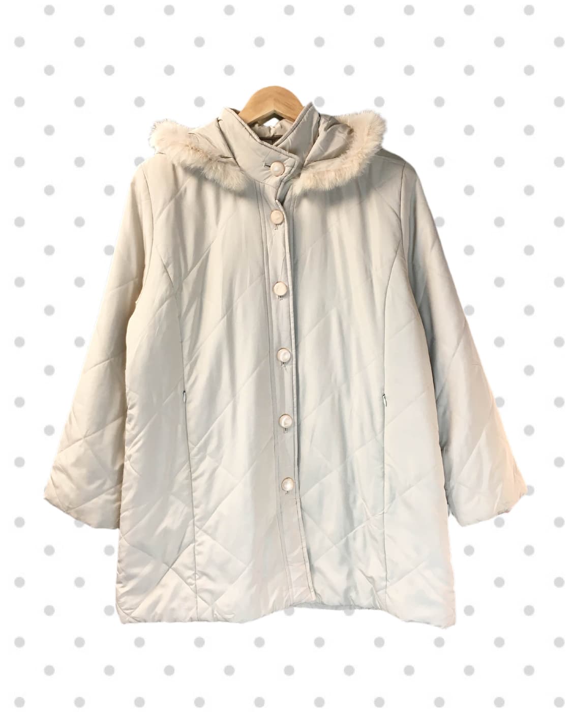 vintage fur hooded quilting outer ivory 상품이미지5