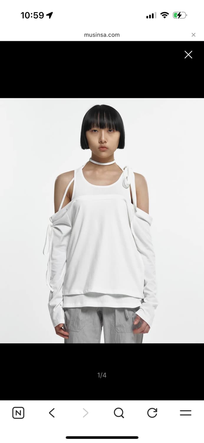 나체 LAYERED TIE LONG SLEEVE WHITE 상품이미지1