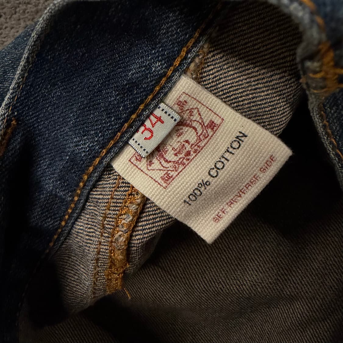 [ 정품/34 ] 에비수 백 디테일 빅로고 와이드 자수 패치 데님 청바지 상품이미지5