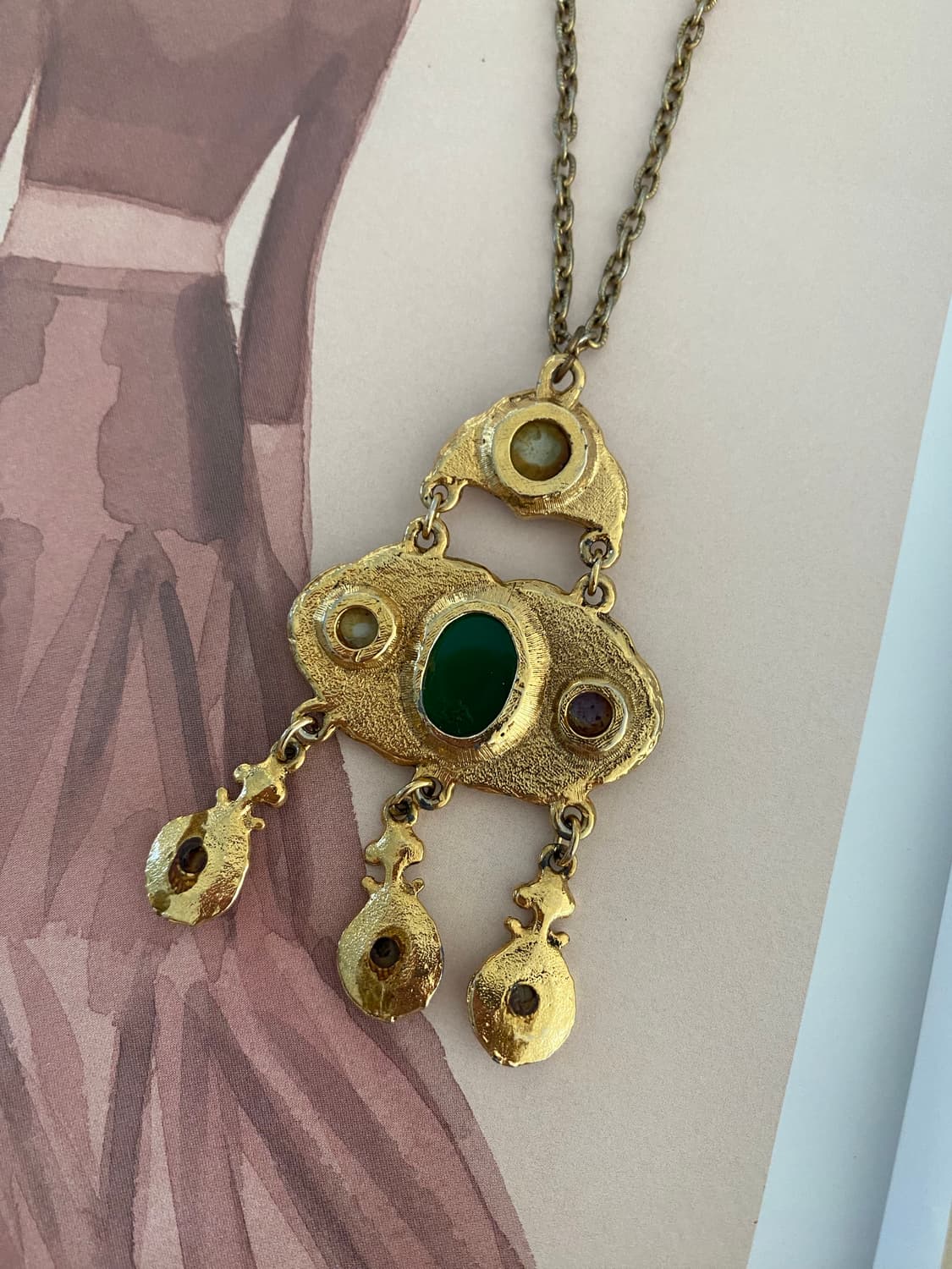 빈티지 멀티 젬스톤 드롭 네크리스 목걸이 주얼리  상품이미지4