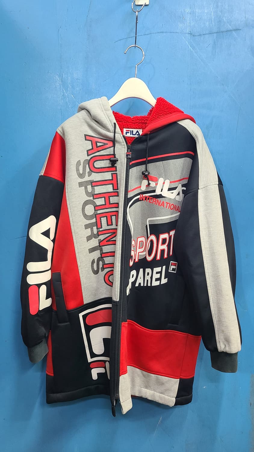 90s 일본판 정통휠라 양털후리스집업후드자켓 상품이미지3