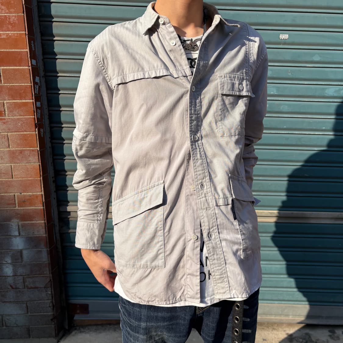 20AW 꼼데가르송 옴므 멀티포켓 그레이 롱슬리브 셔츠 상품이미지3