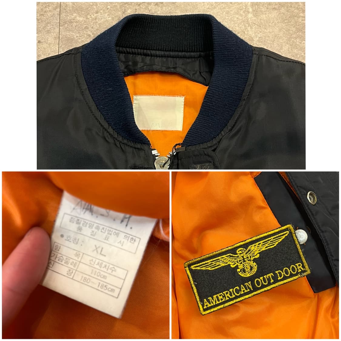 아메리칸 아웃도어 항공점퍼 블랙 XL #csz3640 상품이미지3