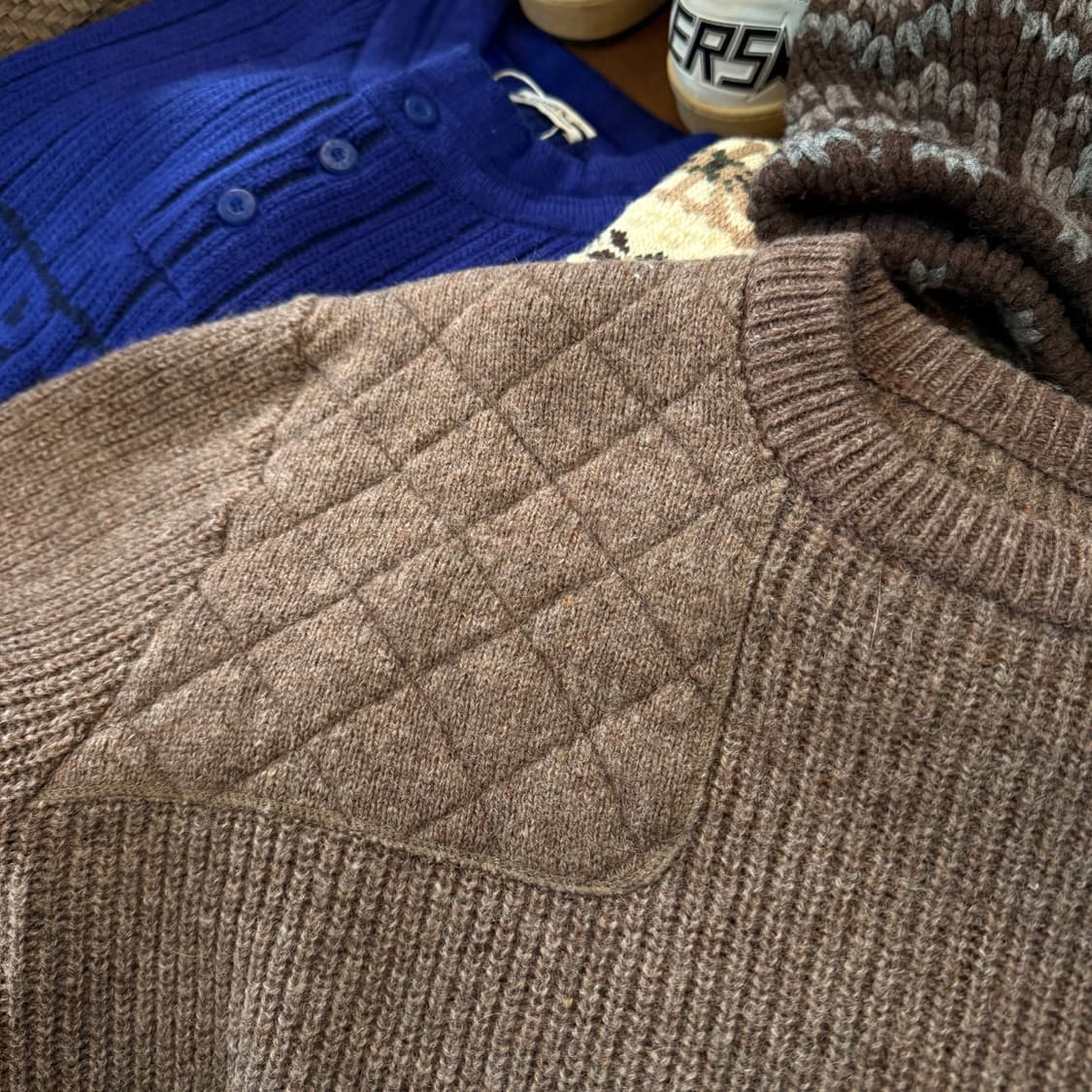 90S 선버드 모카 브라운 퀼팅 울혼방 스웨터  상품이미지3