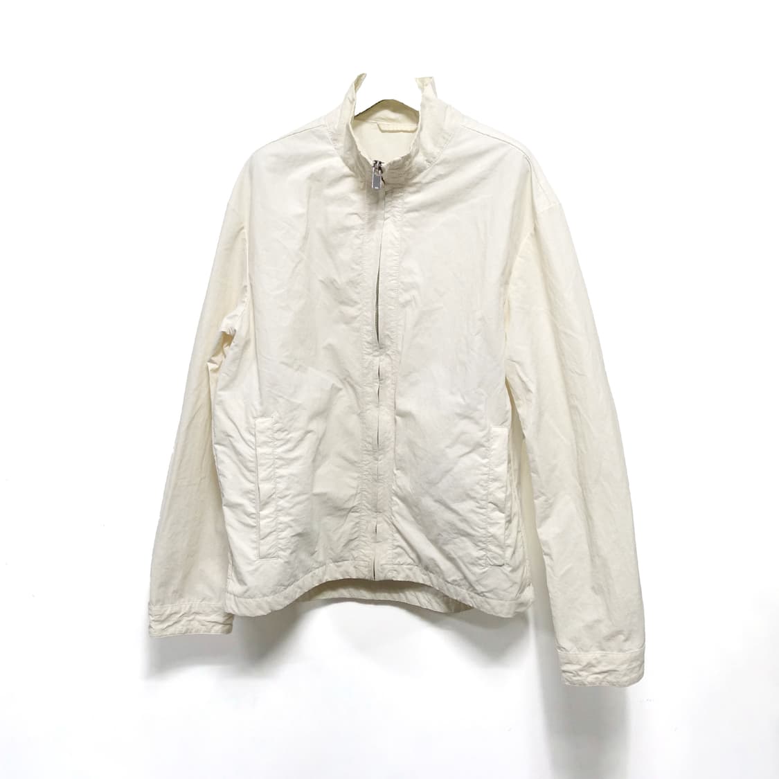 [100, S~M] ZARA 자라 화이트 하드쉘 나일론 바람막이 자켓 상품이미지1