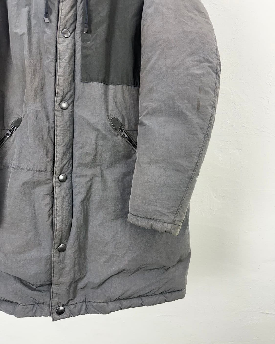 인터메조 테크 워시드 그레이 후디 덕 다운 롱 패딩 자켓 상품이미지5