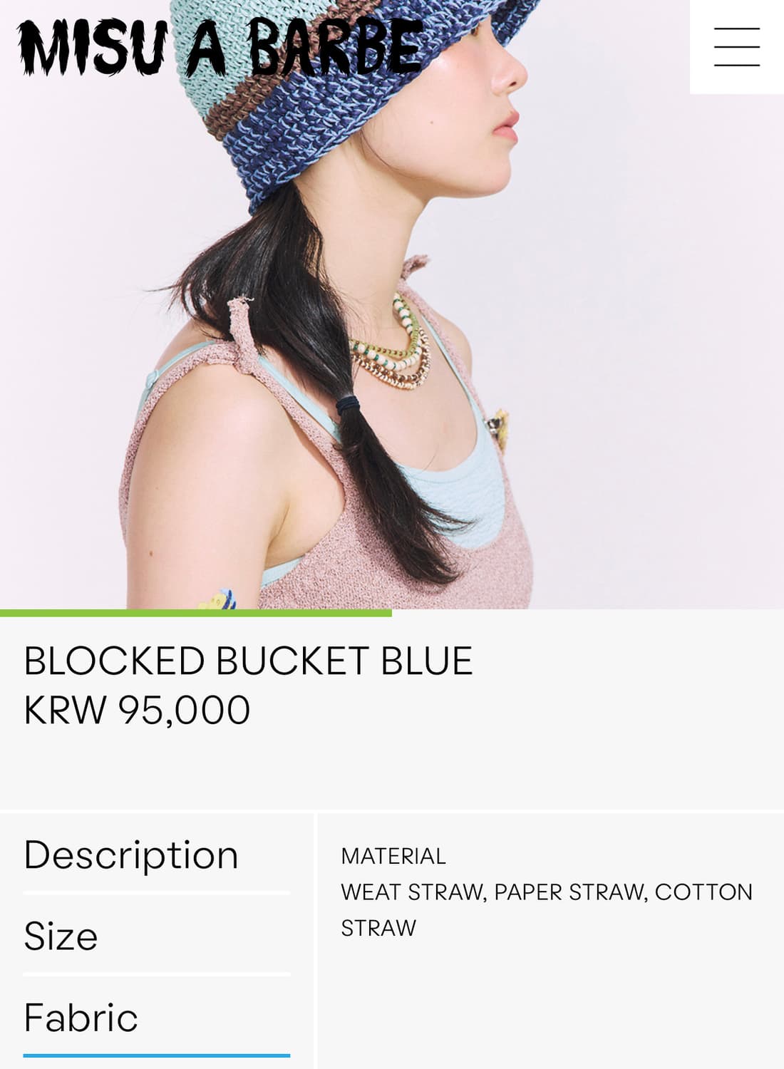미수아바흐브 misu a barbe 핸드메이드 스트로우 여름 버킷햇 모자 상품이미지6